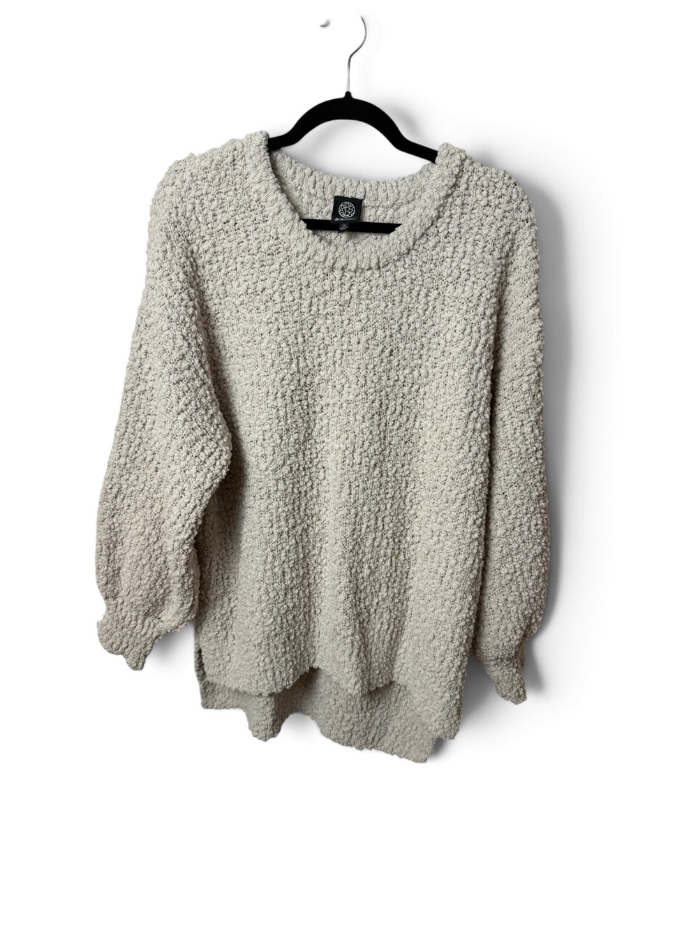 bobeau Cream Popcorn Knit Scoopneck Sweater
